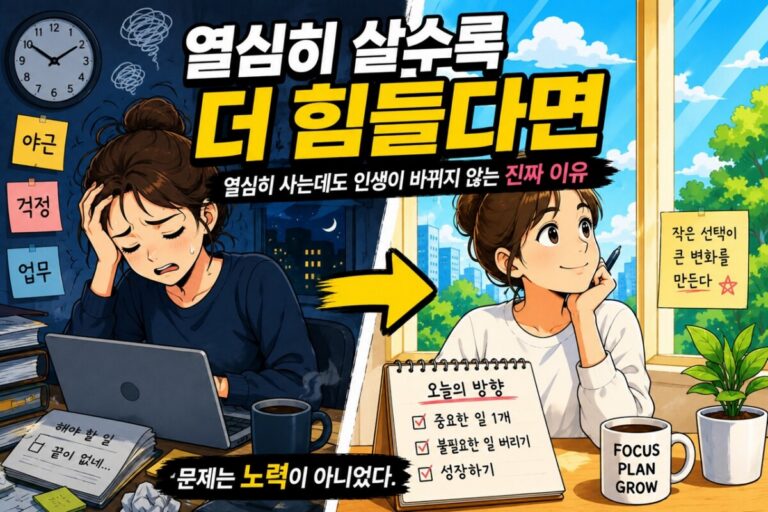 열심히 사는데도 인생이 바뀌지 않는 이유 썸네일 이미지