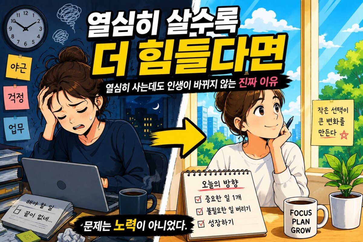 열심히 사는데도 인생이 바뀌지 않는 이유 썸네일 이미지