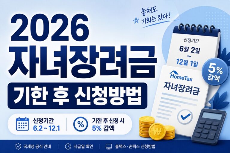 2026 자녀장려금 기한 후 신청방법 썸네일 이미지